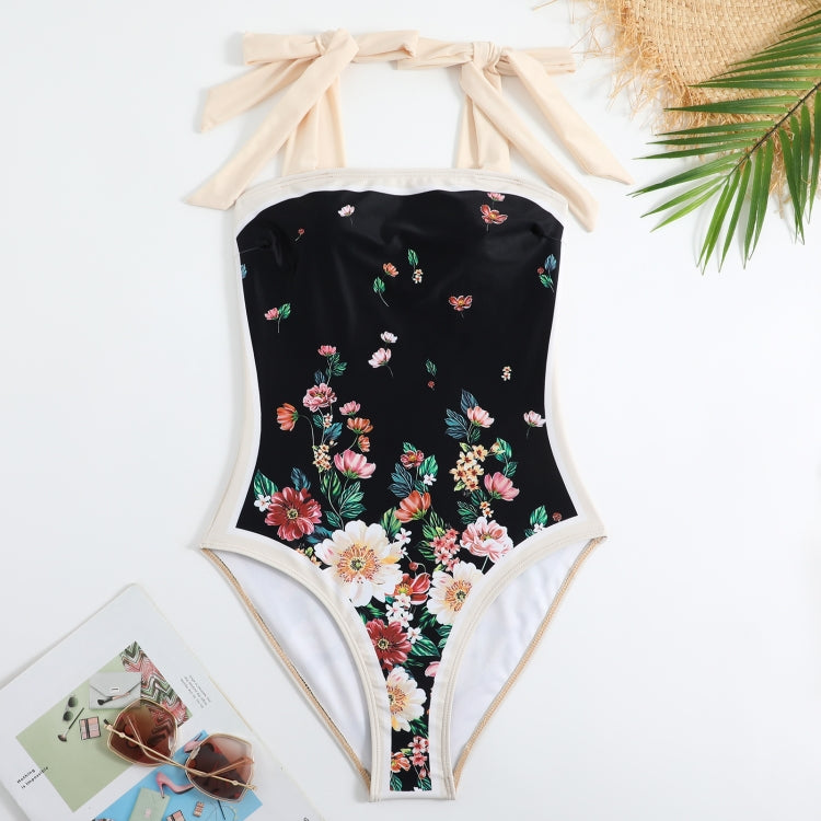 Retro Pattern One-Piece Hot Spring Outdoor Swimsuit Set — M