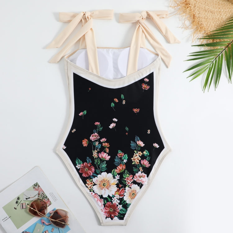 Retro Pattern One-Piece Hot Spring Outdoor Swimsuit Set — L