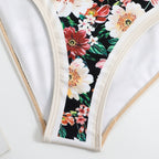 Retro Pattern One-Piece Hot Spring Outdoor Swimsuit Set — Flower