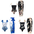 Retro Pattern One-Piece Hot Spring Outdoor Swimsuit Set — view 17