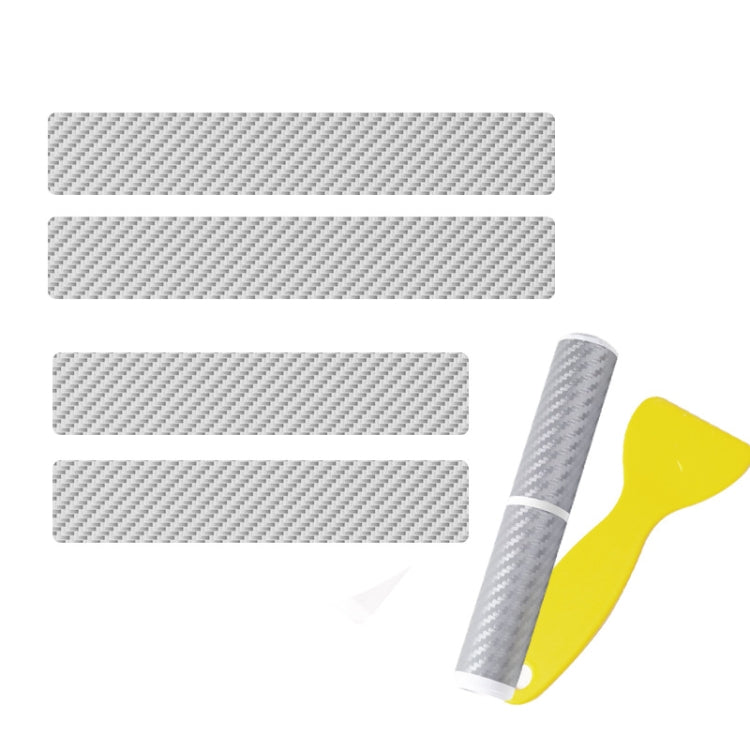 4pcs/Set Car Door Sill Strip PVC Anti-scratch Anti-dirt Protective Film — Carbon Fiber Red