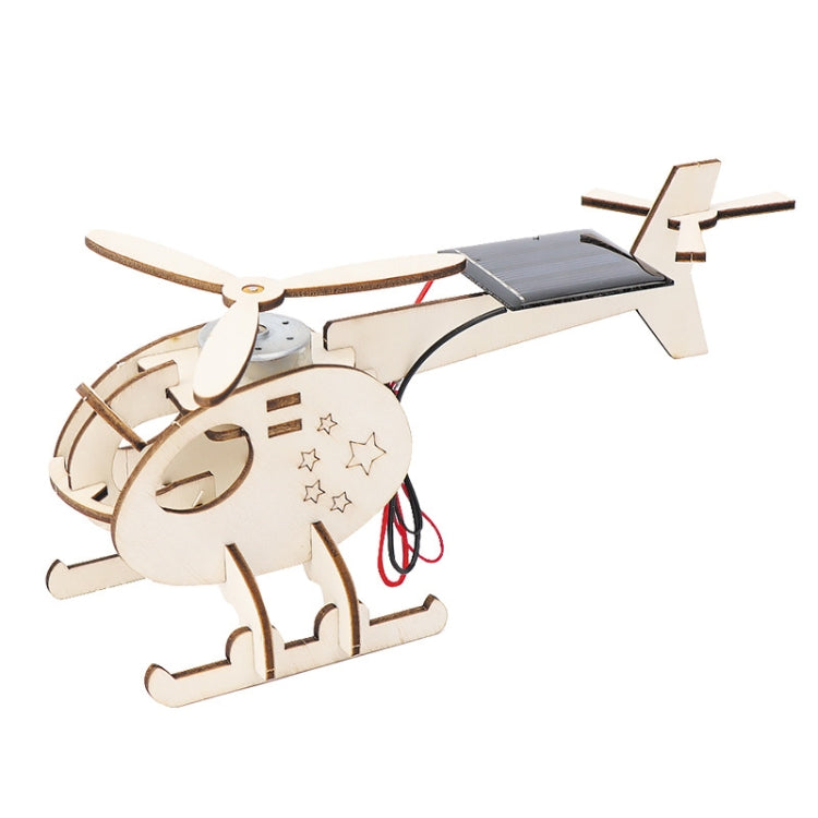Technology Small Production Children Wooden Assembled Aircraft Model, DIY Solar Helicopter