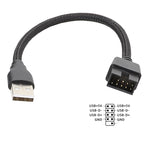 Motherboard Built-In RGB Data To External U Port Adapter Cable, USB-A Male To 9Pin