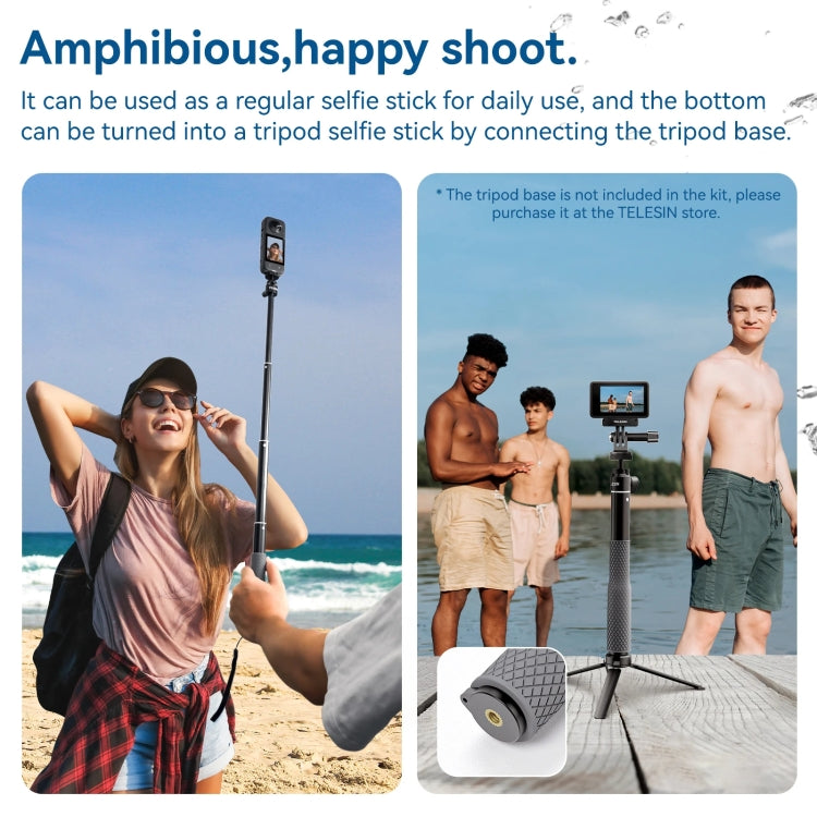 65.4cm Aluminum Alloy Waterproof Ball Head Selfie Stick Diving Shooting Sports Camera Extension Stick