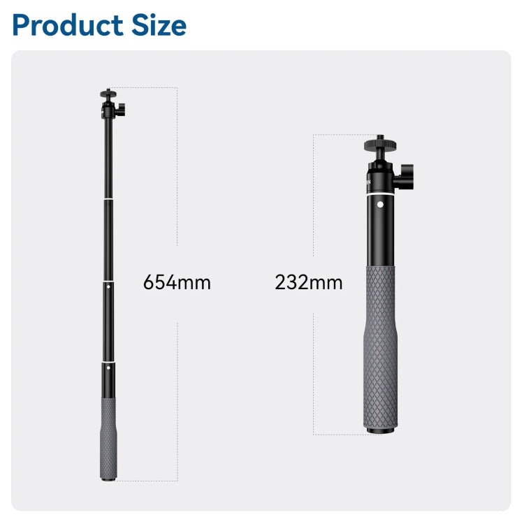 65.4cm Aluminum Alloy Waterproof Ball Head Selfie Stick Diving Shooting Sports Camera Extension Stick
