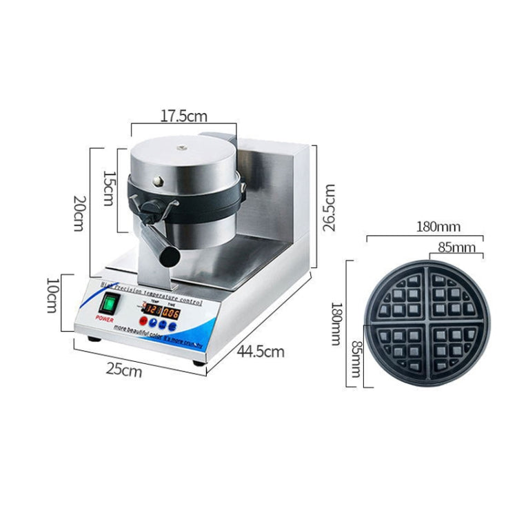 1200W Commercial Waffle Maker Stainless Steel Rotatable Waffle Machine — view 12