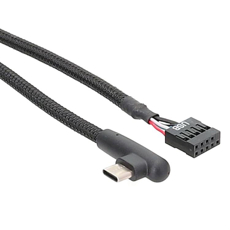 Motherboard USB 9Pin To Type-C Elbow Data Cable Braided Network Cable — view 3