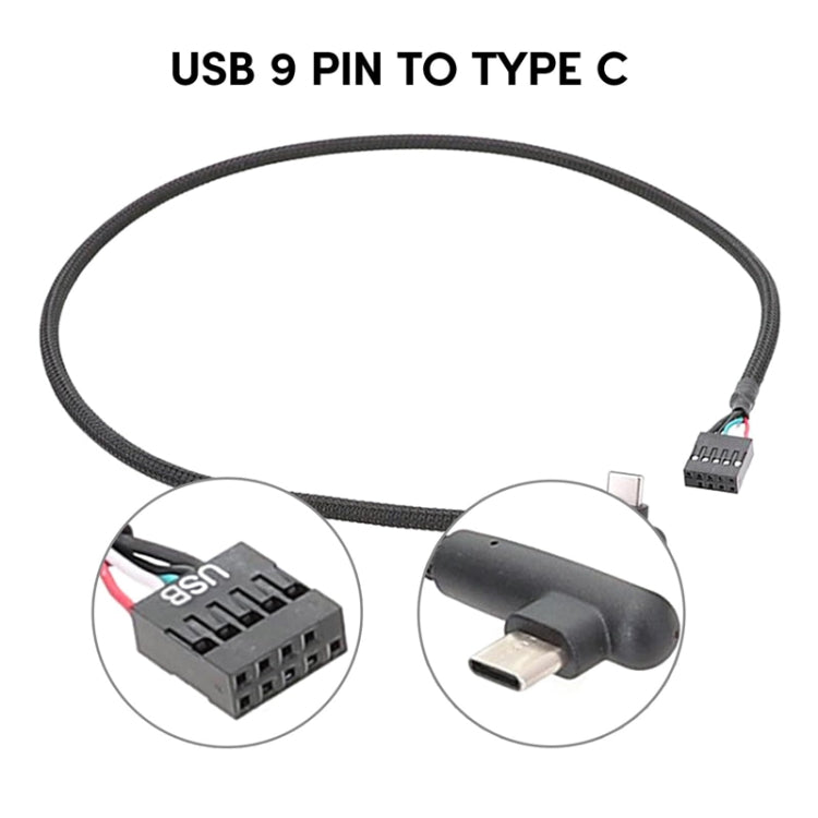 Motherboard USB 9Pin To Type-C Elbow Data Cable Braided Network Cable — view 4