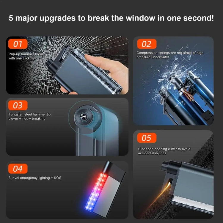 3 In 1 Car Safety Hammer Flashlight Emergency Light With Alarm