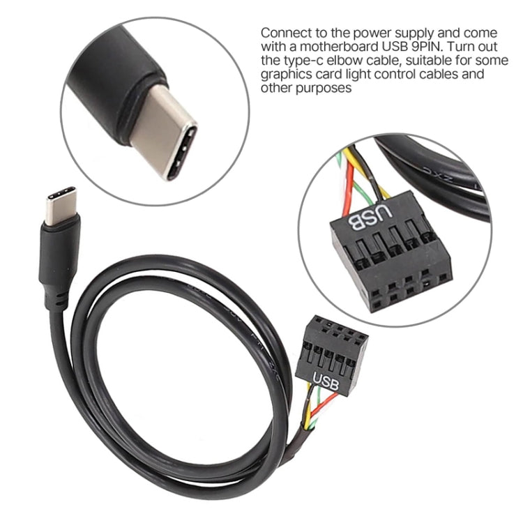 Motherboard USB 9Pin To Type-C Straight Data Double Shielded Cable — view 4