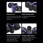 HX-157 Double-head Digital Display Waist-mounted Fan with Emergency Lighting Function