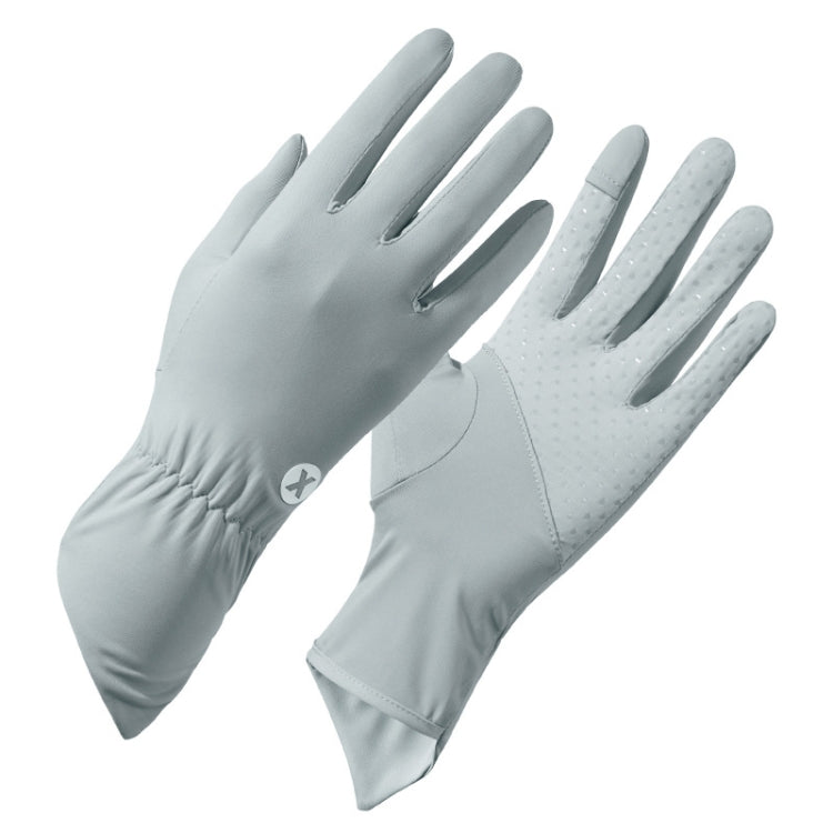 1pair Summer Thin Ice Silk Anti-Slip Sunscreen Sport Riding Finger Gloves