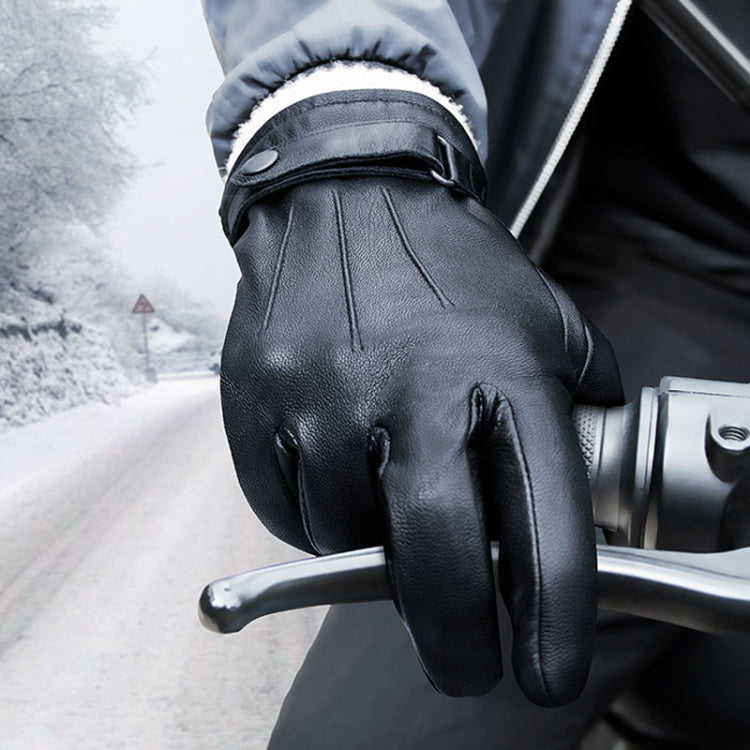 Autumn And Winter Padded Leather Gloves Business Simple Outdoor Sports Warm Gloves