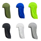 Outdoor Riding Long Tail Cap Breathable Sweat Absorbent Shading Workplace Safety Dustproof Shawl Cap — Blue