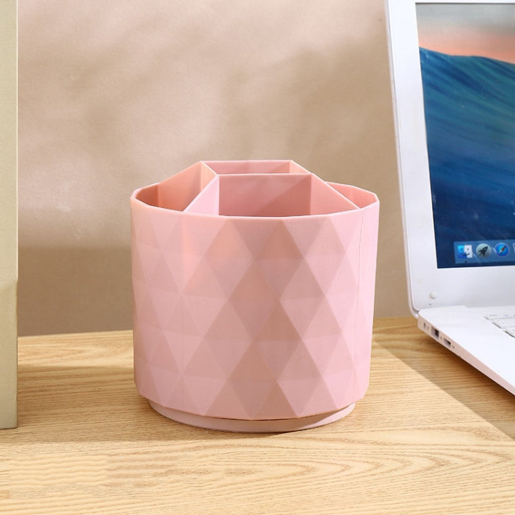 Desktop Rotating Pen Holder Large Capacity Stationery Storage Box Makeup Brush Storage Bucket — White