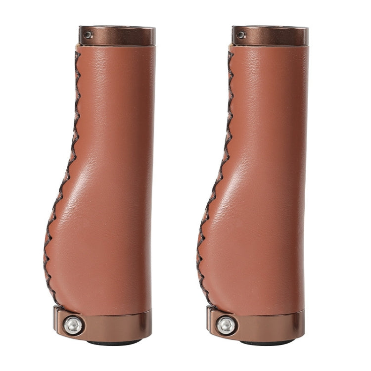 1pair Bicycle Non-Slip Leather Handlebar Grips Mountain Bike Vintage Handlebar Protector — Black