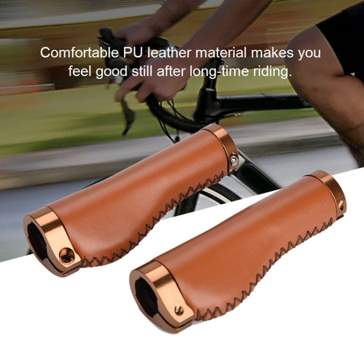 1pair Bicycle Non-Slip Leather Handlebar Grips Mountain Bike Vintage Handlebar Protector