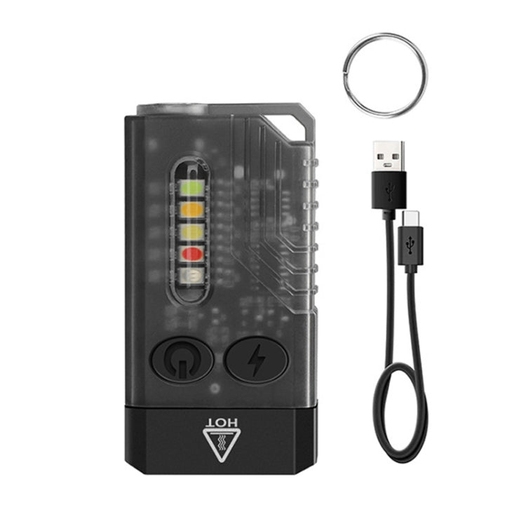 V10 Portable Keychain Light USB Rechargeable Bright Mini Flashlight — White