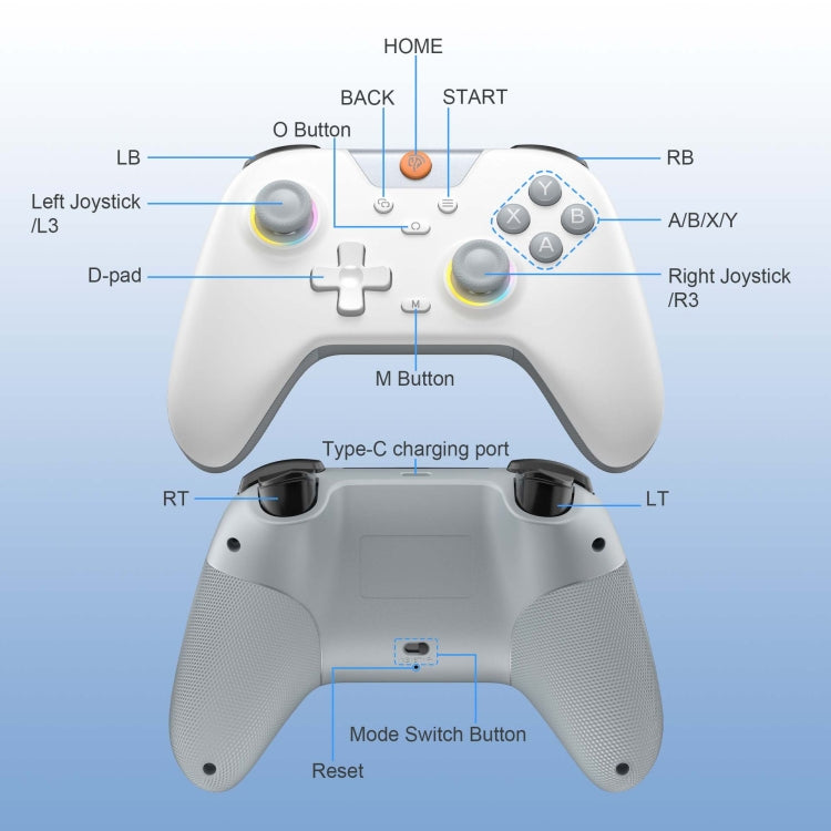 EasySMX X05 Wireless Gamepad Hall RGB Effect Controller For PC / Phone / Switch / Steam Deck