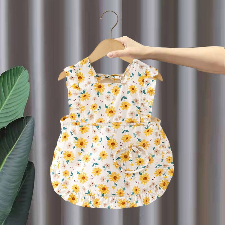 Children Summer Sleeveless Bibs Flowery Eating Reversible Clothes — Size: 100