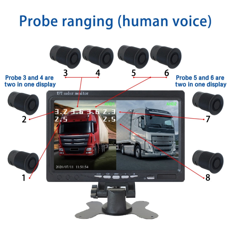 7 Inch Two-Way Display With Reverse Detection Digital Radar