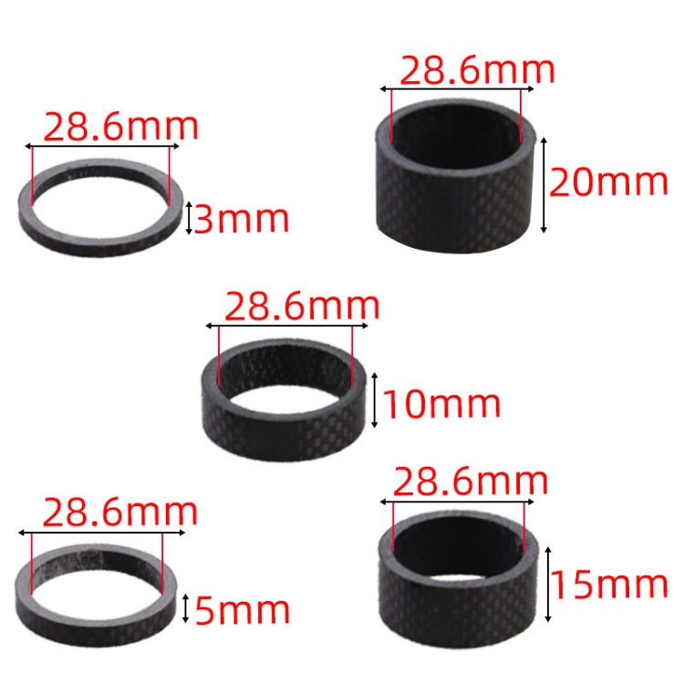 Bicycle Carbon Fiber Gasket Fork Bowl Set Handlebar Pad 3/5/10/15/20mm