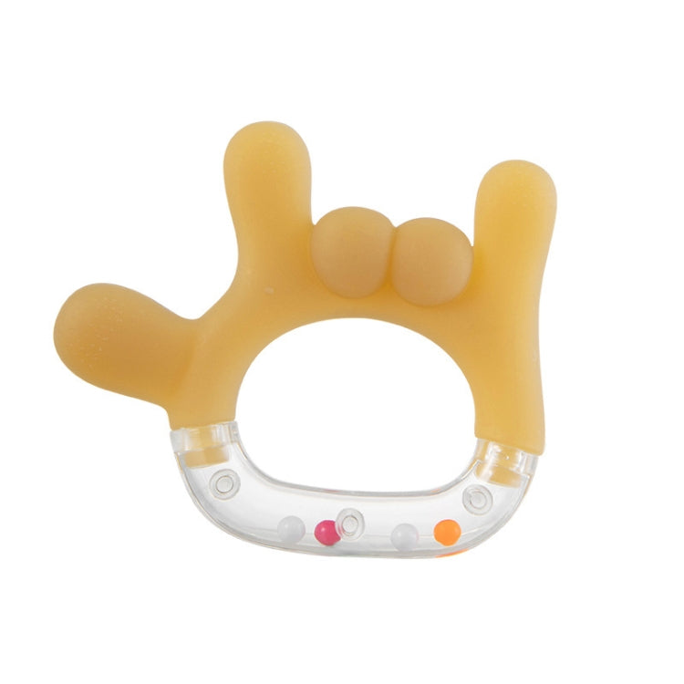 Rattle Baby Teether Soothing Pacifier Teething Stick Newborn Anti-Eating Hand Silicone Toy — 666 Gesture