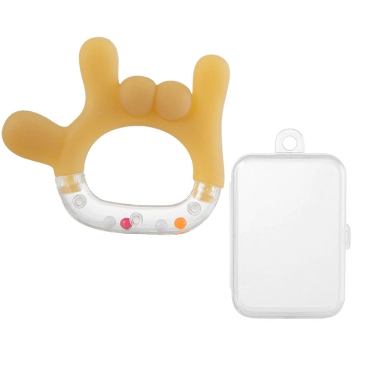 Rattle Baby Teether Soothing Pacifier Teething Stick Newborn Anti-Eating Hand Silicone Toy — OK Gesture+Box