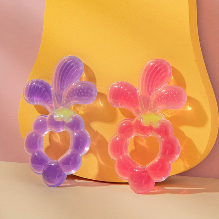 Baby Food-Grade Silicone Grape Teether Toddler Teething Sticks Fruit Silicone Nibbles — With Box Pink