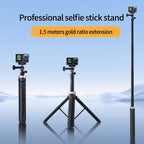TELESIN 360 Degree Rotation 1.5m Selfie Stick Foldable Tripod for DJI, Insta360, GoPro and Other Action Cameras