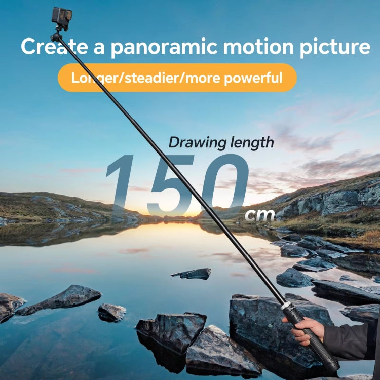 TELESIN 360 Degree Rotation 1.5m Selfie Stick Foldable Tripod for DJI, Insta360, GoPro and Other Action Cameras