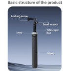 TELESIN 360 Degree Rotation 1.5m Selfie Stick Foldable Tripod for DJI, Insta360, GoPro and Other Action Cameras