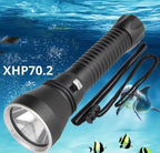 XHP70.2 Diving Flashlight 3000 Lumens IPX8 Waterproof Underwater 80m — 5000mAh x 2 Yellow Light