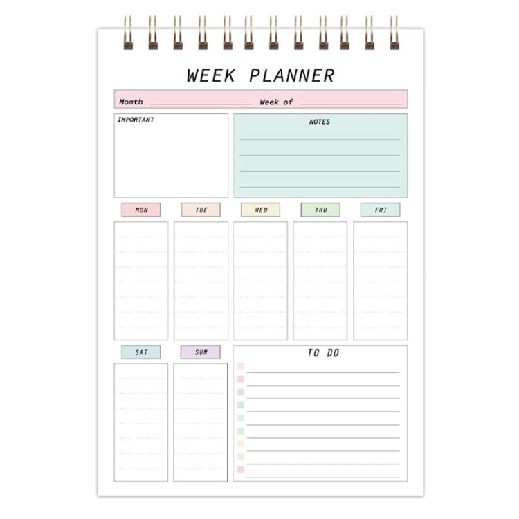 A5 Weekly Planner Notebook Waterproof Planner Coiled Clocking Memo