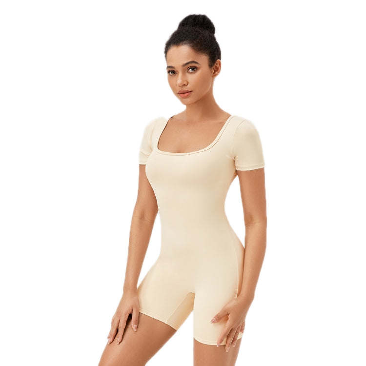 Women Square Neck Tight Quick-drying Yoga Short-sleeved Jumpsuit — view 16