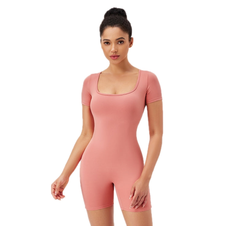 Women Square Neck Tight Quick-drying Yoga Short-sleeved Jumpsuit — view 12