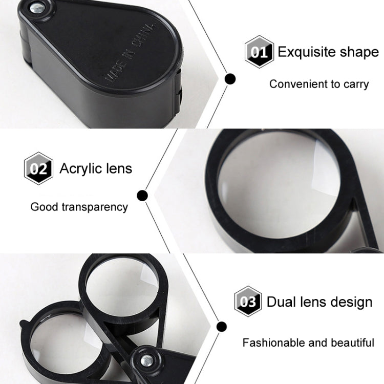 Handheld Portable 30mm Double Open 10X HD Folding Magnifier