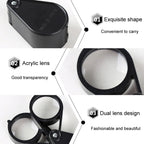 Handheld Portable 30mm Double Open 10X HD Folding Magnifier