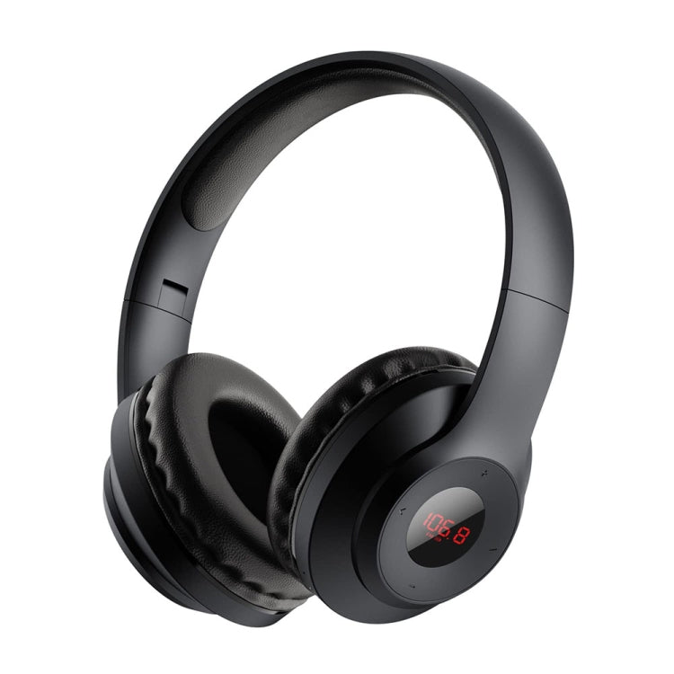 X5 Portable Digital Display Folding Headset FM Radio Headphones — Charging White