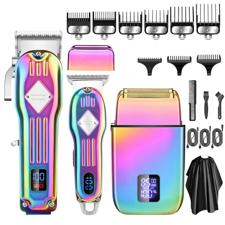 3pcs /Set Men Home Hair Salon High-power Hair Clipper — Gold