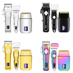 3pcs /Set Men Home Hair Salon High-power Hair Clipper — Colorful