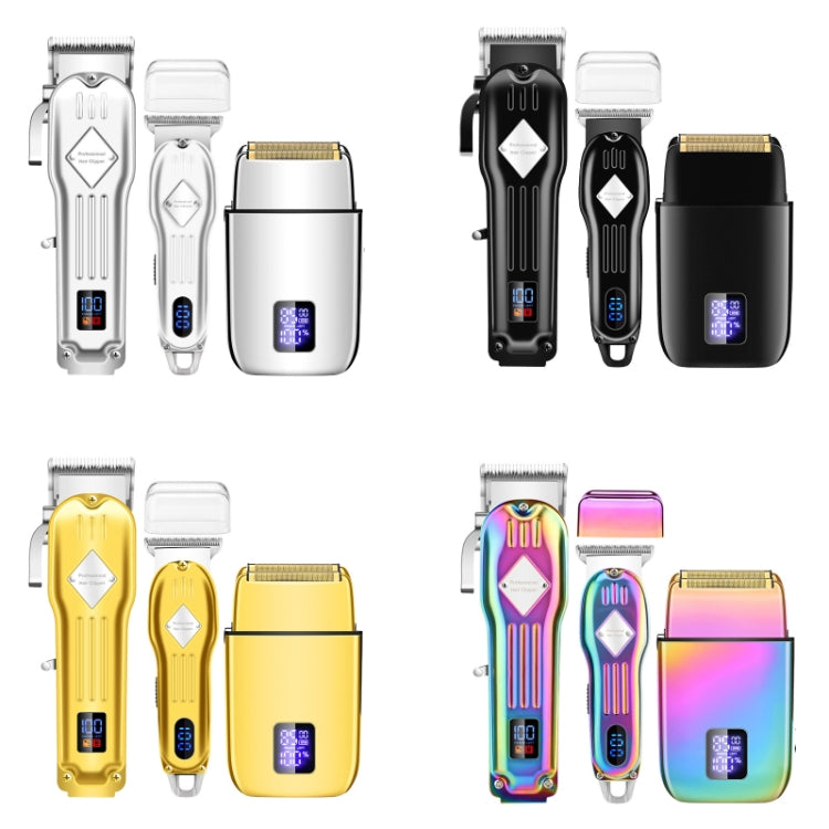 3pcs /Set Men Home Hair Salon High-power Hair Clipper — Colorful