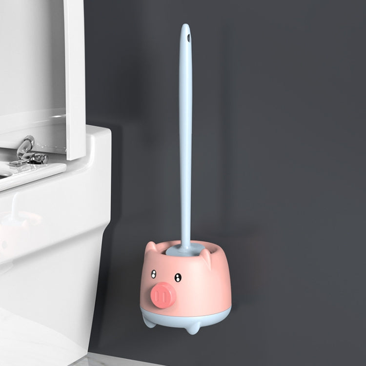 Cute Cartoon Toilet Brush Bathroom Cornerless Wall Mounted With Base Cleaning Brush — Pink Yellow