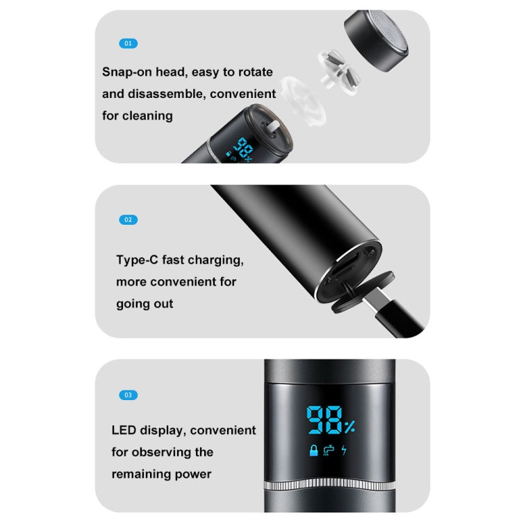 S-1090 IPX7 Waterproof 8D Portable LED Digital Display Round Electric Shaver — view 10