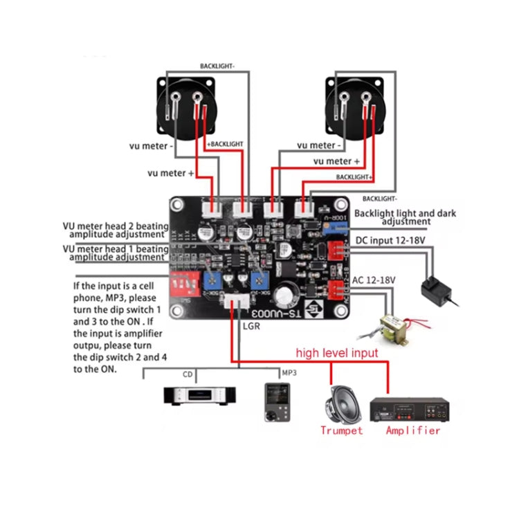 VU Meter Driver Board Module Adjusts Power Amplifier