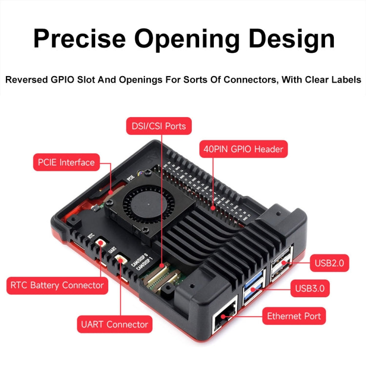 Waveshare 26587 For Raspberry Pi 5 Argon Neo Aluminum Alloy Case