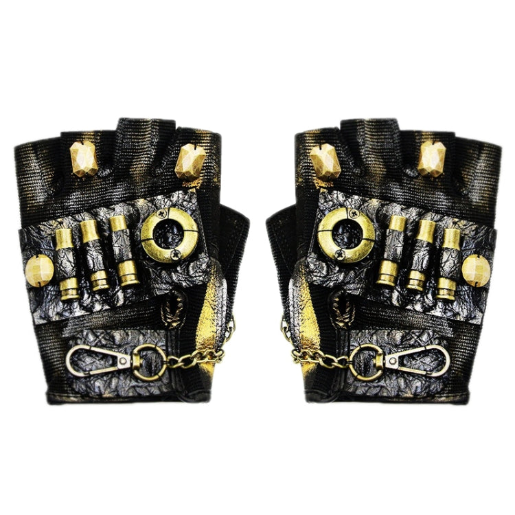Punk Biker Half Finger Gloves Halloween Accessories — S