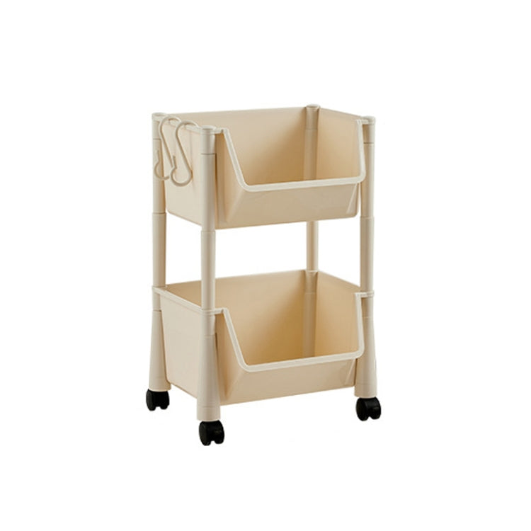 Household Movable Floor-Standing Trolley Bookcase Multifunctional Kitchen Bedroom Shelf With Wheels — 2 Layer With Lid