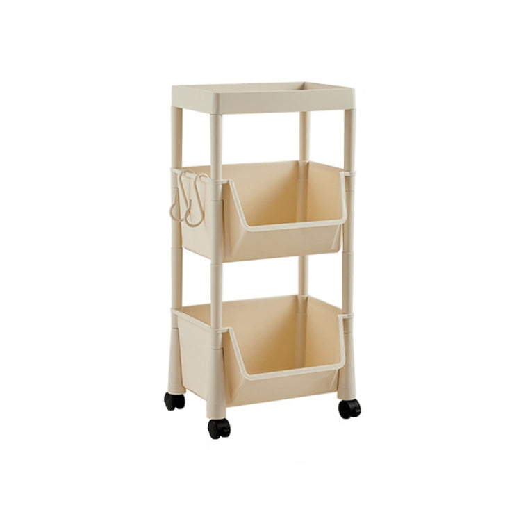 Household Movable Floor-Standing Trolley Bookcase Multifunctional Kitchen Bedroom Shelf With Wheels — 2 Layer Without Lid