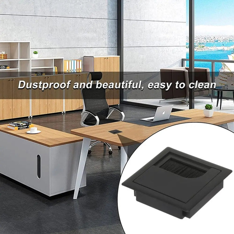 ABS Table Rectangle Wire Hole Cover Outlet Port With Brush PC Desk Cable Organizer — view 14